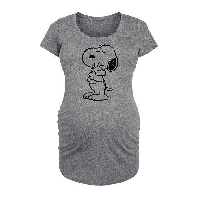 Maternity Peanuts Snoopy Loves Woodstock Graphic Tee, Womens Grey Gray Product Image