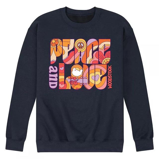 Mens Woodstock Peace And Love Graphic Fleece Product Image