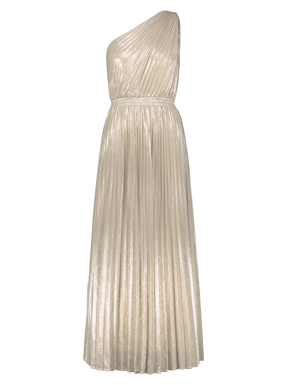 Womens Asymmetric Pleated Gown Product Image