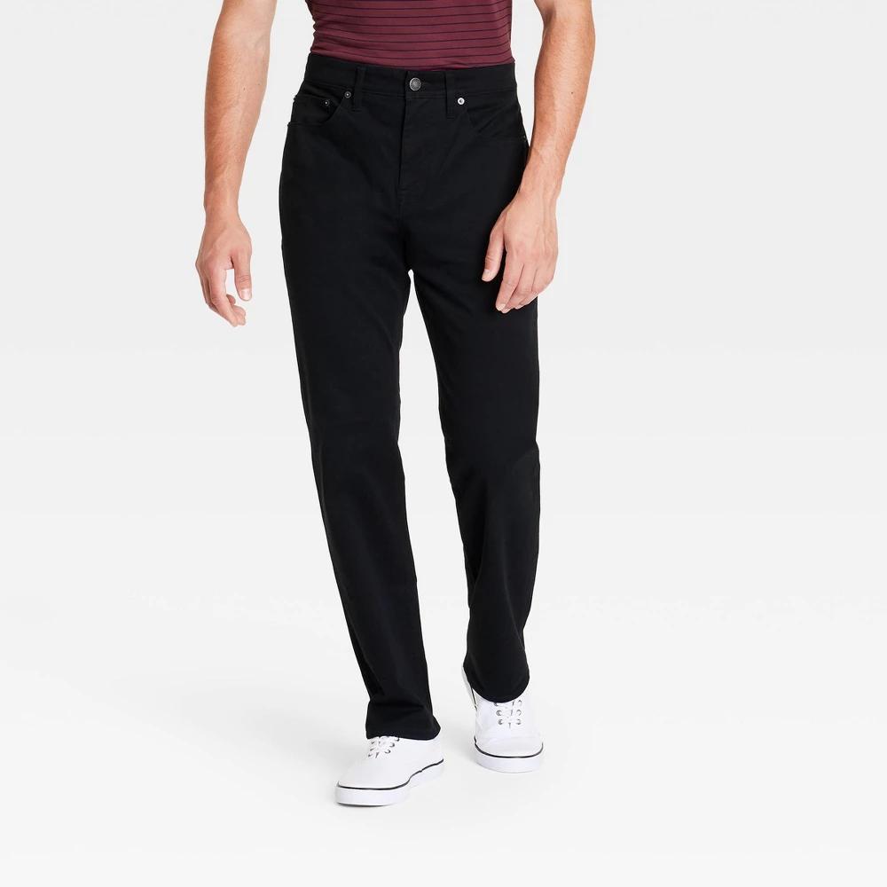 Mens Straight Fit 5-Pocket Pants - Goodfellow & Co Black 34x34 Product Image