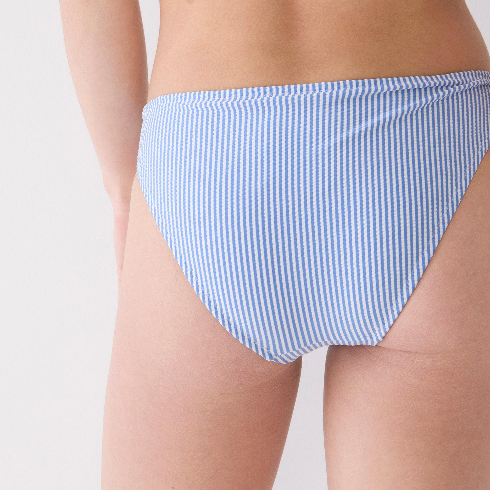 Hipster full-coverage bikini bottom in seersucker stripe Product Image