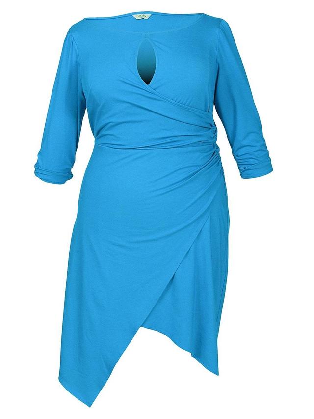 MAYES NYC Lina Keyhole Ruched Faux Wrap Dress Product Image