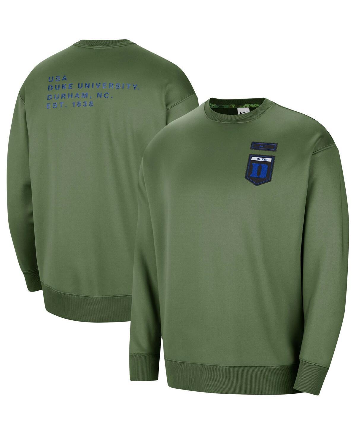 Womens Nike Olive Duke Blue Devils Military-Inspired Collection All-Time Performance Crew Pullover Sweatshirt Product Image