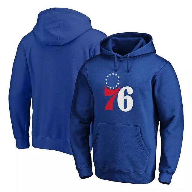 Mens Fanatics Branded Royal Philadelphia 76ers Icon Primary Logo Fitted Pullover Hoodie Product Image