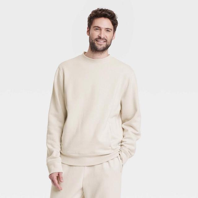 Mens Cotton Fleece Crewneck Sweatshirt - All In Motion Light Taupe XXL Product Image