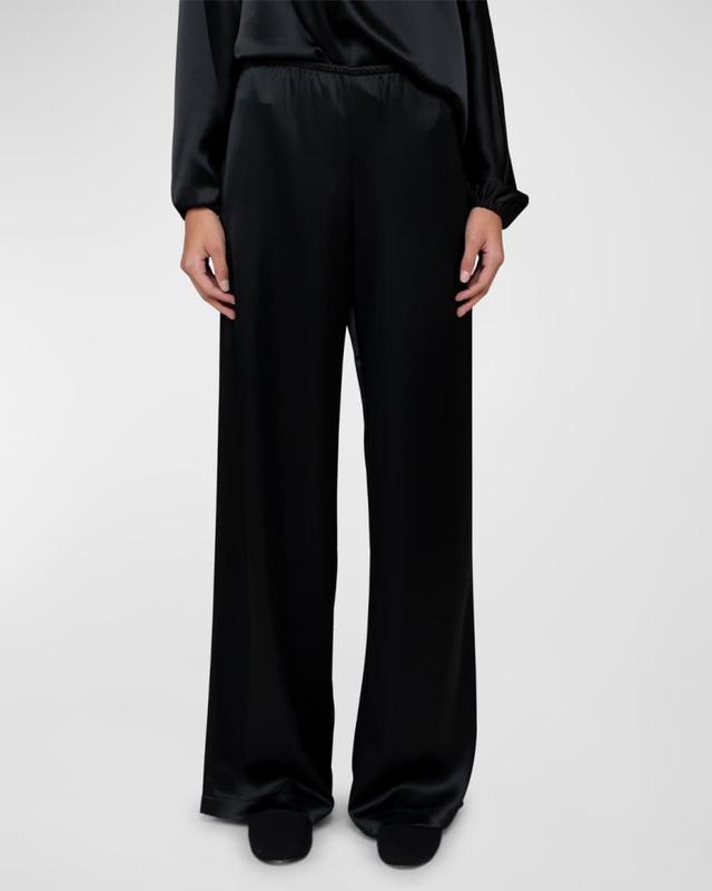 Barb Satin Wide-Leg Pull-On Pants Product Image