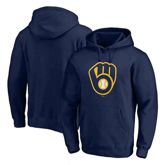 Mens Fanatics Branded Milwaukee Brewers Official Logo Pullover Hoodie Blue Product Image