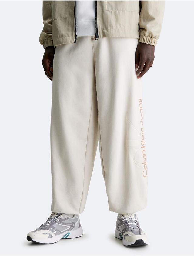 Calvin Klein Mens Embossed Monogram Logo Fleece Joggers - Neutral - XL Product Image