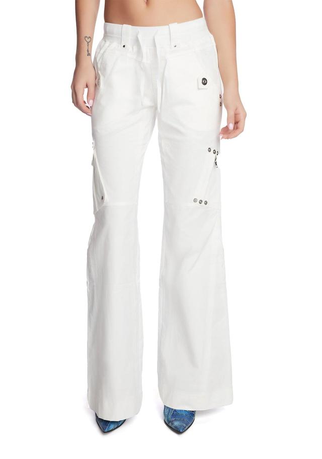 The Kript Low Rise Cargo Pants - White Product Image