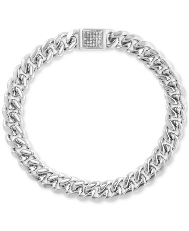 Effy Mens White Topaz Pave Curb Link Bracelet (1/3 ct. t.w.) in Sterling Silver Product Image