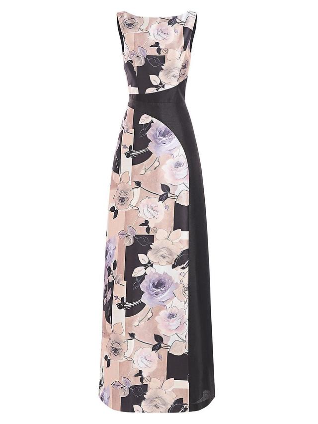 Womens Rosabella Colorblocked Floral Gown Product Image