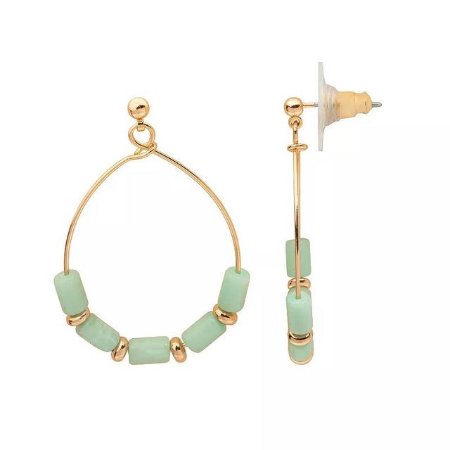 LC Lauren Conrad Gold Tone Pear Shape Beaded Drop Earrings, Womens, Green Product Image