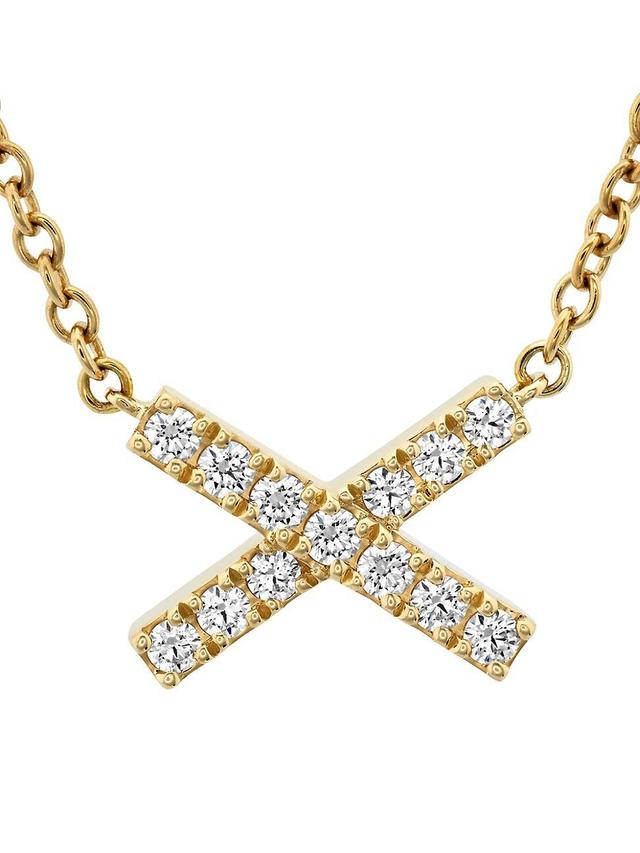 Womens Charmed 18K Yellow Gold & 0.11 TCW Diamond X Pendant Necklace Product Image