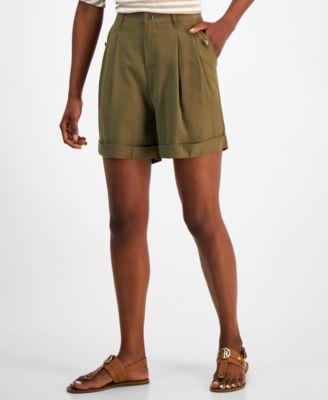 Women's Pleated Elastic-Back Chino Shorts product image