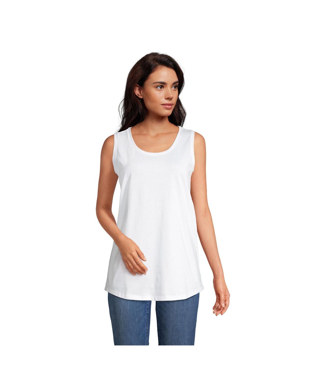 Womens Lands End Supima Cotton Scoopneck Tunic Tank White Product Image