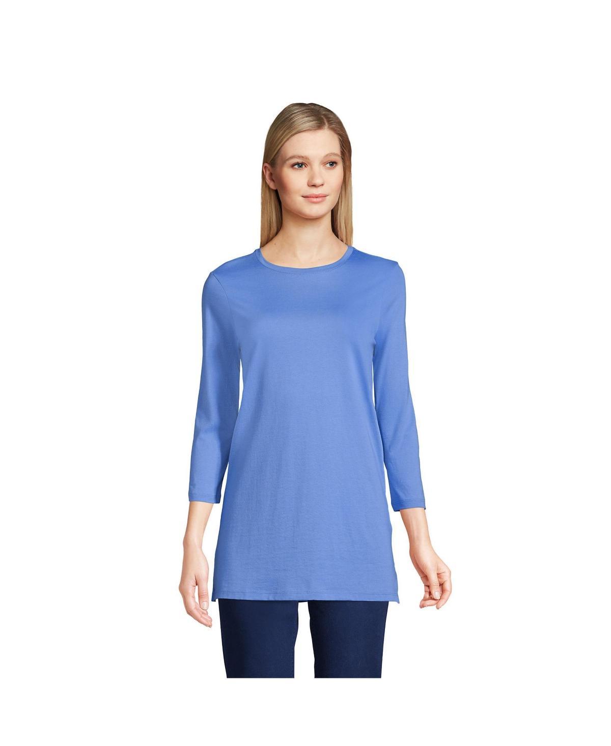 Petite Lands End 3/4-Sleeve Supima Cotton Crewneck Tunic, Womens Product Image