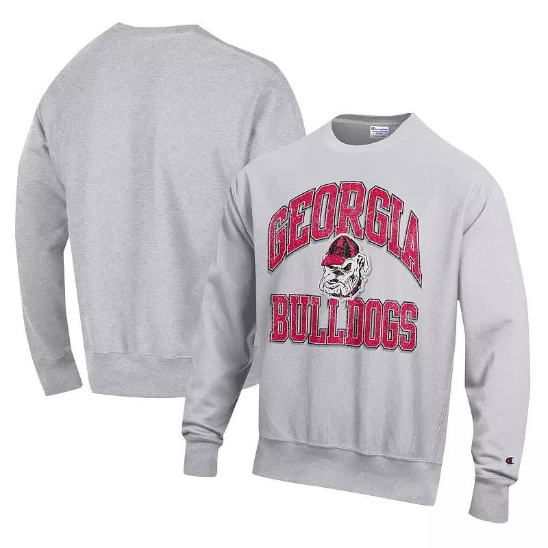 Mens Champion Heather Gray Georgia Bulldogs Vault Late Night Reverse Weave Pullover Sweatshirt Product Image