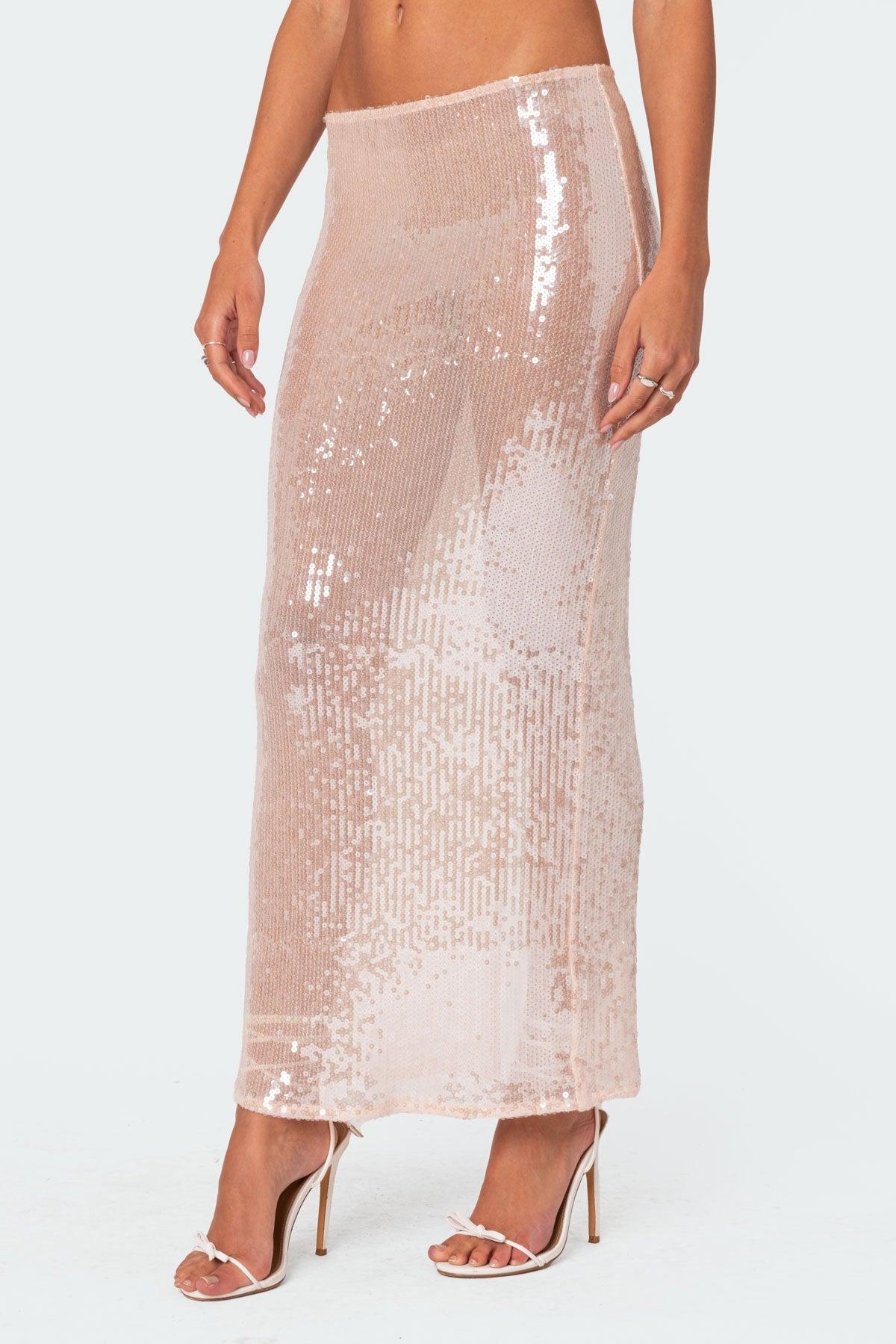 Riki Sheer Sequin Maxi Skirt Product Image