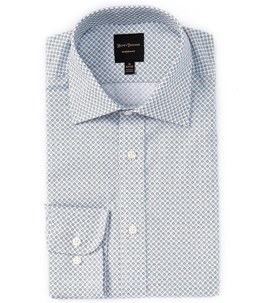 Hickey Freeman Modern Fit Spread Collar Geo Print Dress Shirt Product Image