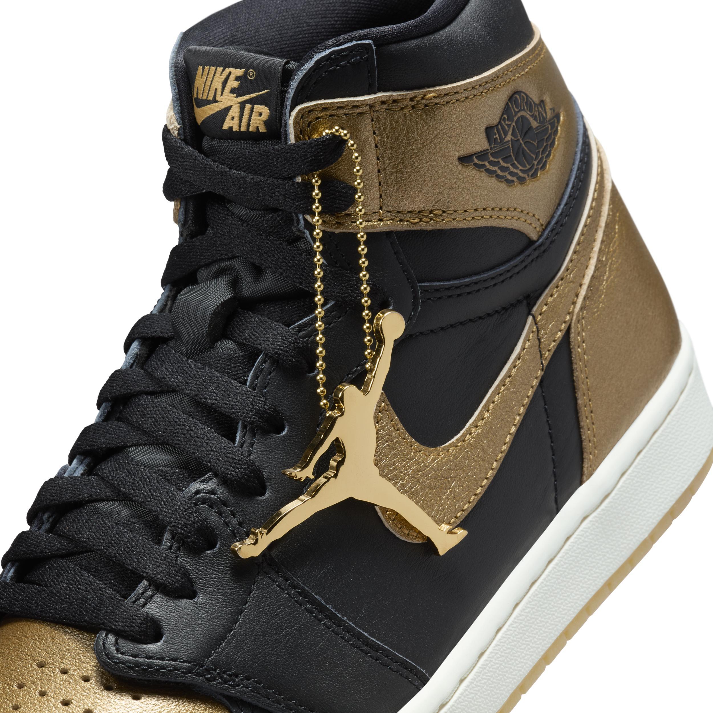 Men's Air Jordan 1 Retro High OG and Gold" Shoes in Black Product Image