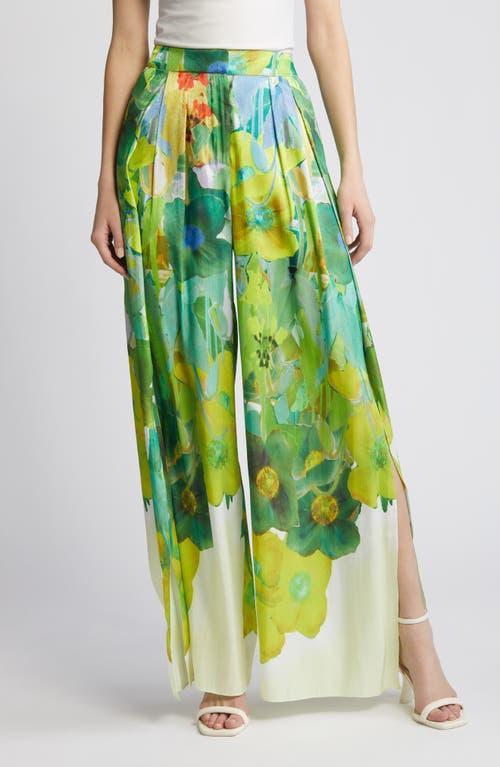 Womens Alessia Floral Satin Wide-Leg Pants Product Image