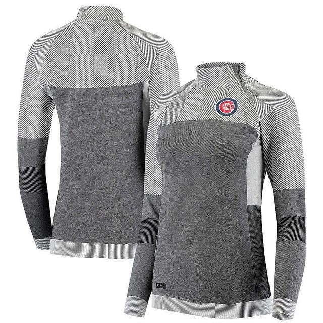 Womens Levelwear Gray Chicago Cubs Verse Asymmetrical Tri-Blend Quarter-Zip Jacket Product Image