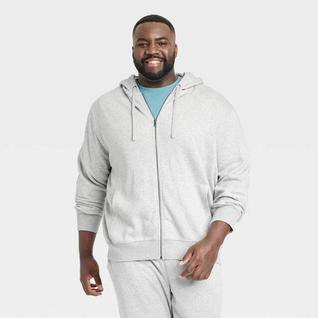 Mens Big & Tall Hooded Zip-Up Sweatshirt - Goodfellow & Co Heathered 3XL Product Image