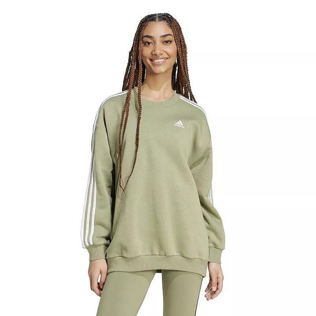 Womens adidas Essentials 3-Stripes Oversized Fleece Sweatshirt, Womens Product Image