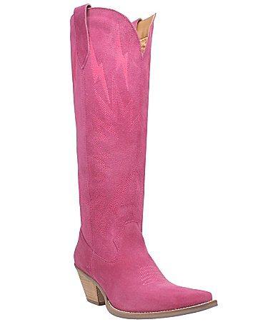 Dingo Thunder Road Womens Suede Knee-High Boots Pink Product Image