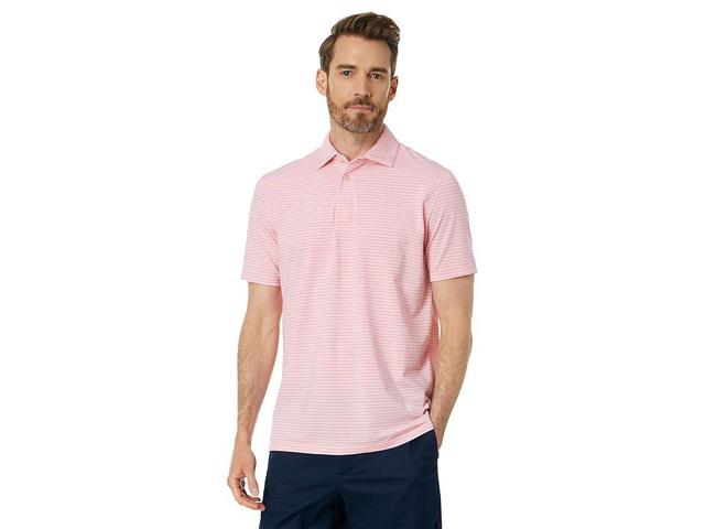 Southern Tide Brrrdegeeze Millwood Stipe Performance Polo (Flamingo ) Men's Clothing Product Image