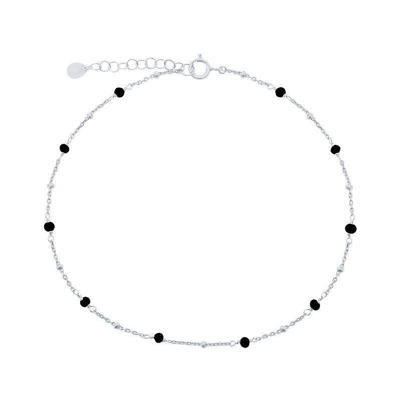 Argento Bella Sterling Silver Onyx Beaded Anklet, Womens Product Image