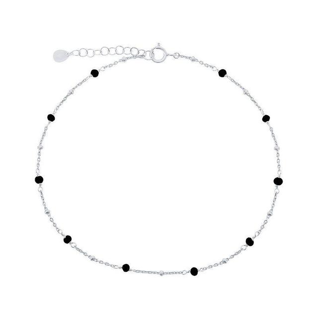 Argento Bella Sterling Silver Onyx Beaded Anklet, Womens Product Image