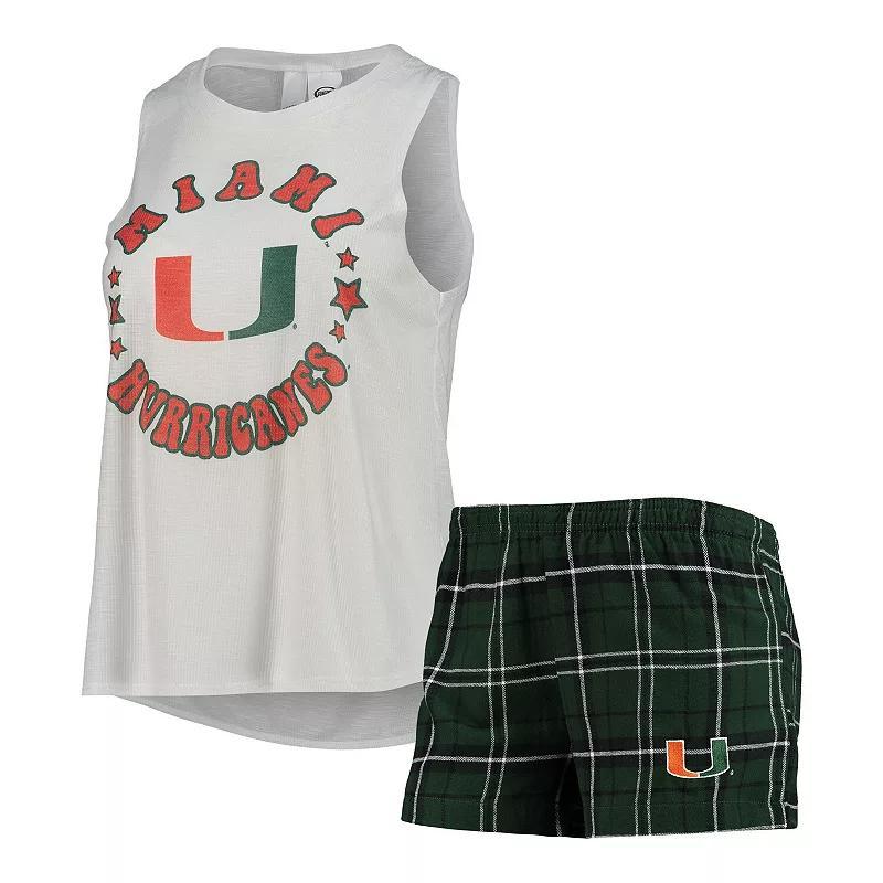 Womens Concepts Sport /White Miami Hurricanes Ultimate Flannel Tank Top & Shorts Sleep Set Product Image