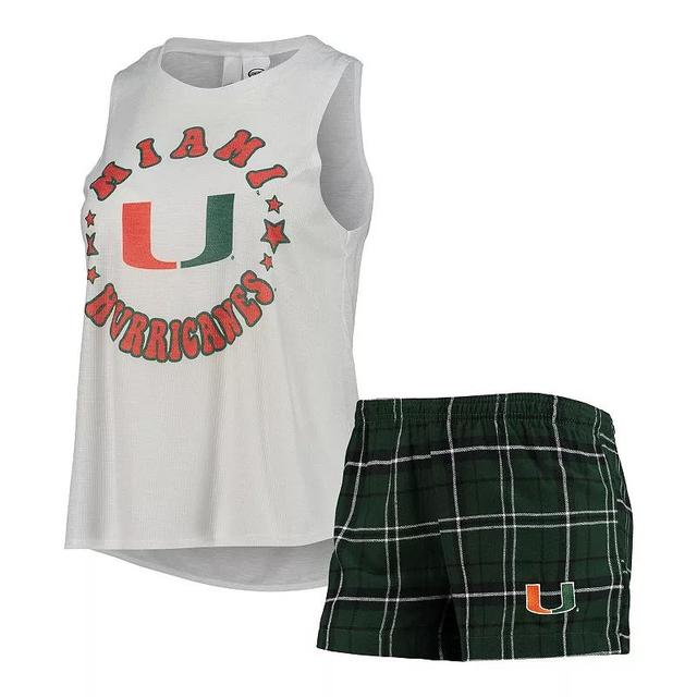 Womens Concepts Sport /White Miami Hurricanes Ultimate Flannel Tank Top & Shorts Sleep Set Product Image