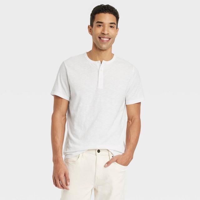 Mens Short Sleeve Henley T-Shirt - Goodfellow & Co White Product Image