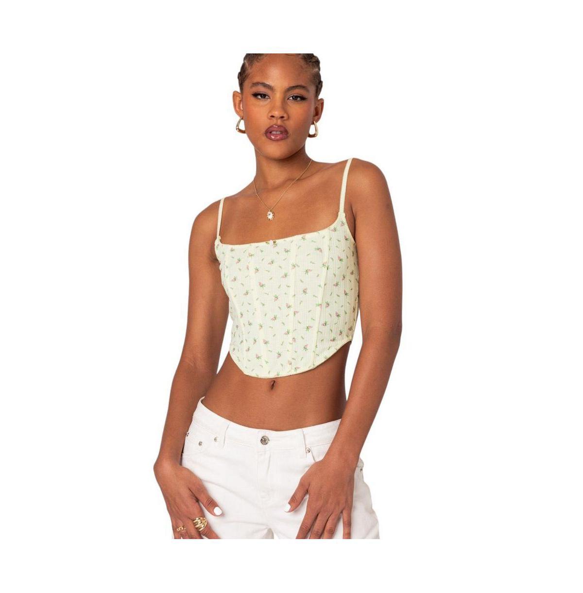 Edikted Womens Rosey Printed Pointelle Corset Top product image