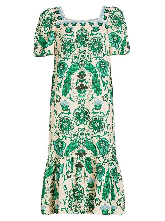 Womens Chani Printed Linen Midi-Dress Product Image