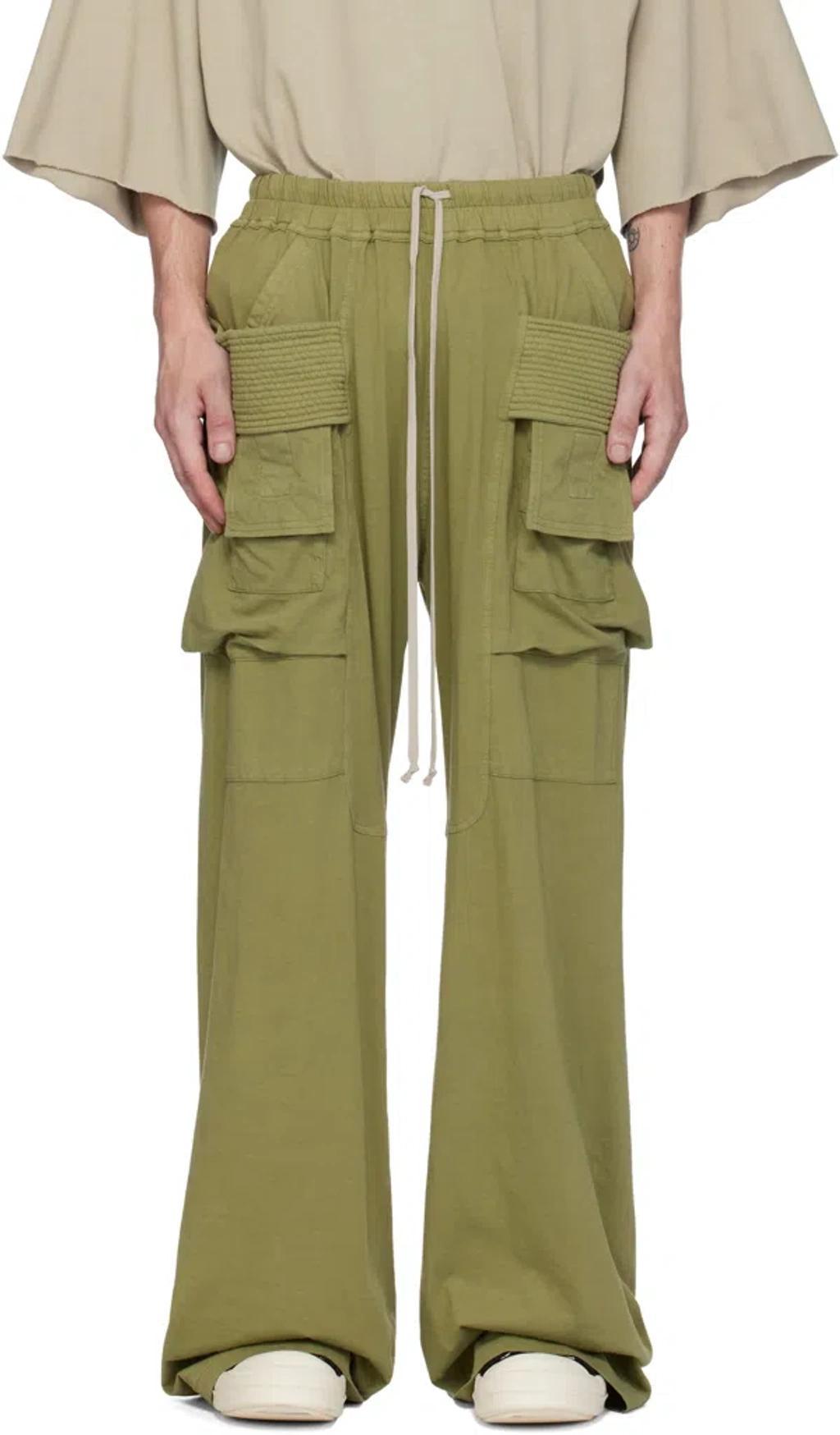 RICK OWENS DRKSHDW Creatch Cotton Drawstring Cargo Pants In Sage Product Image