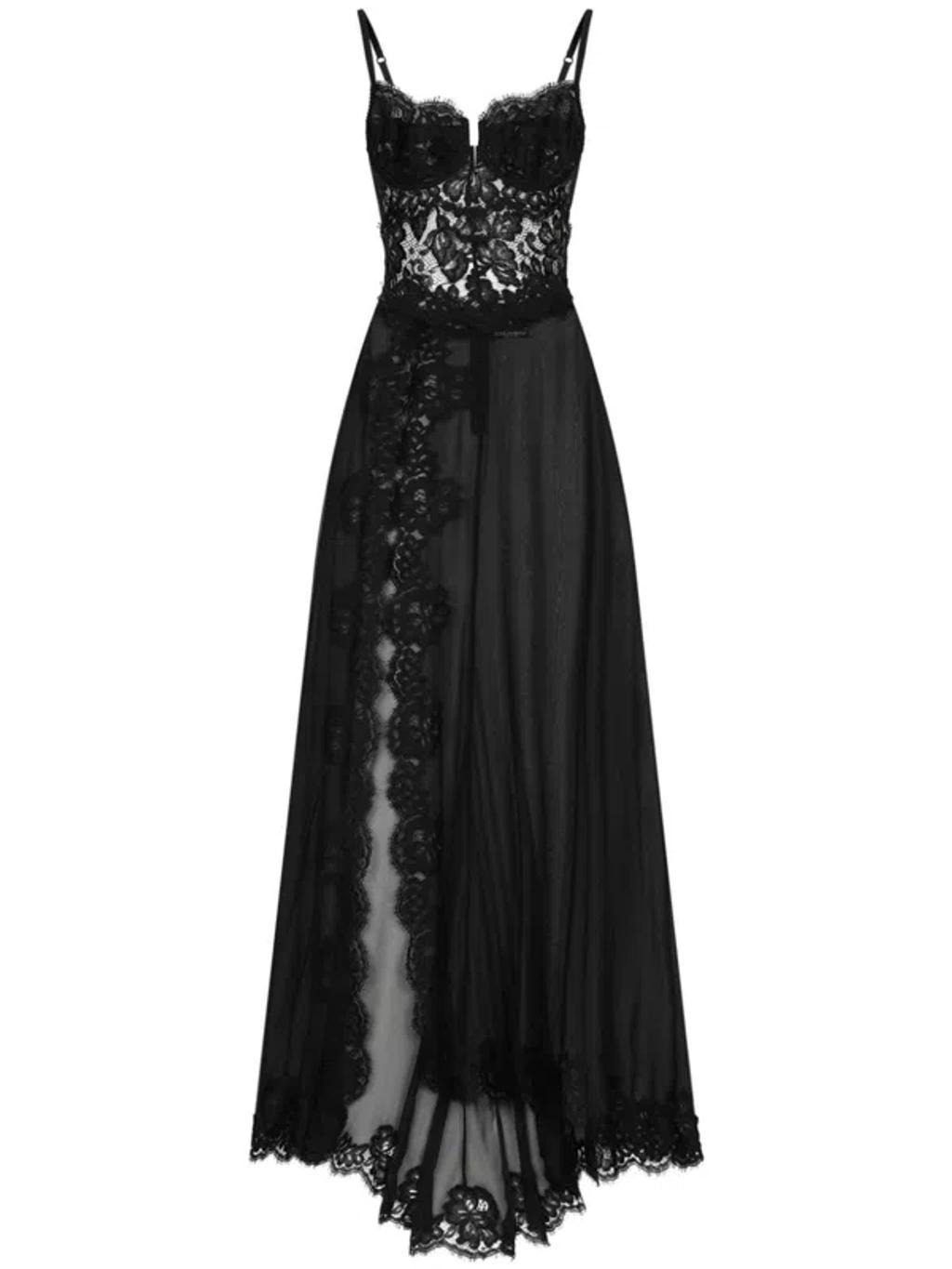 Kleid Aus Chantilly-spitze In Black Product Image