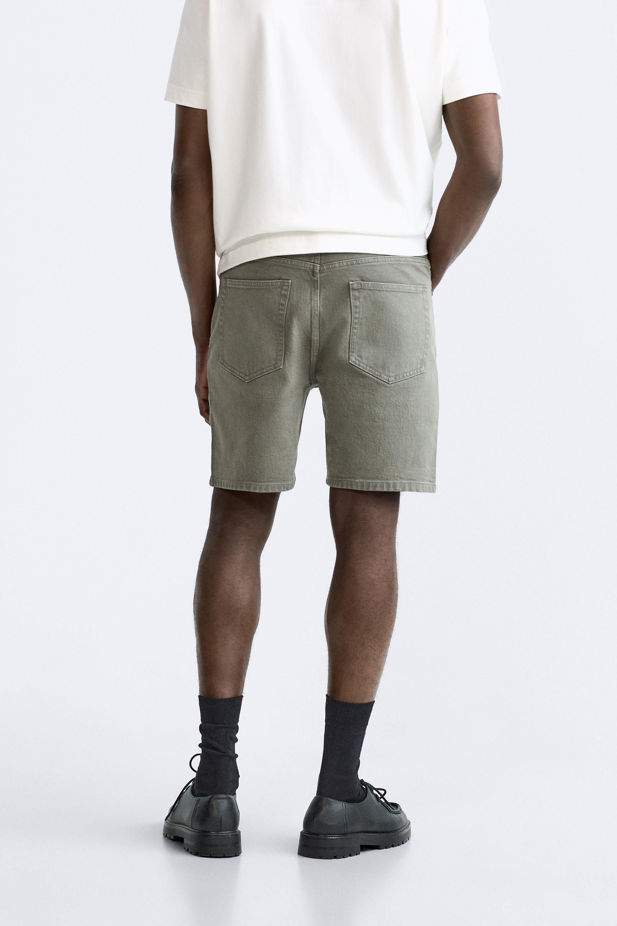 SOLID COLOR DENIM SHORTS Product Image