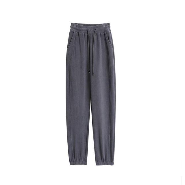 Drawstring Waist Plain Sweatpants Product Image