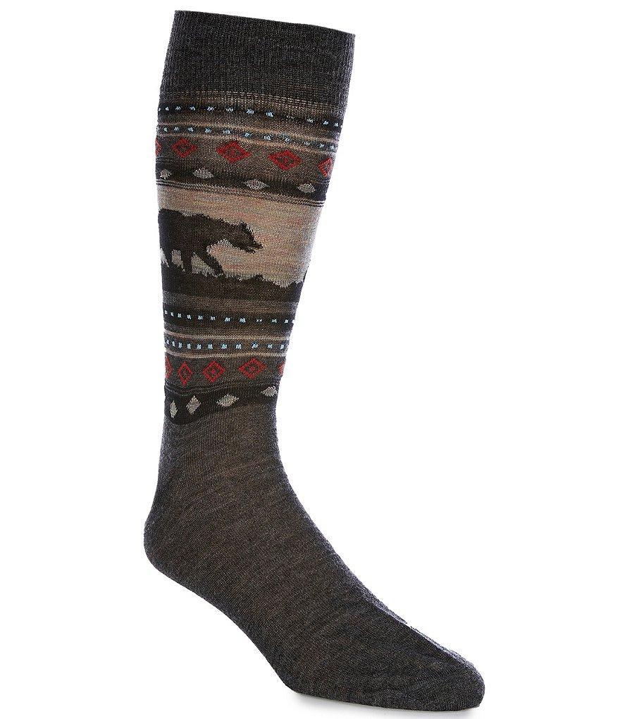 Cremieux Bear Pattern Crew Wool Blend Dress Socks Product Image