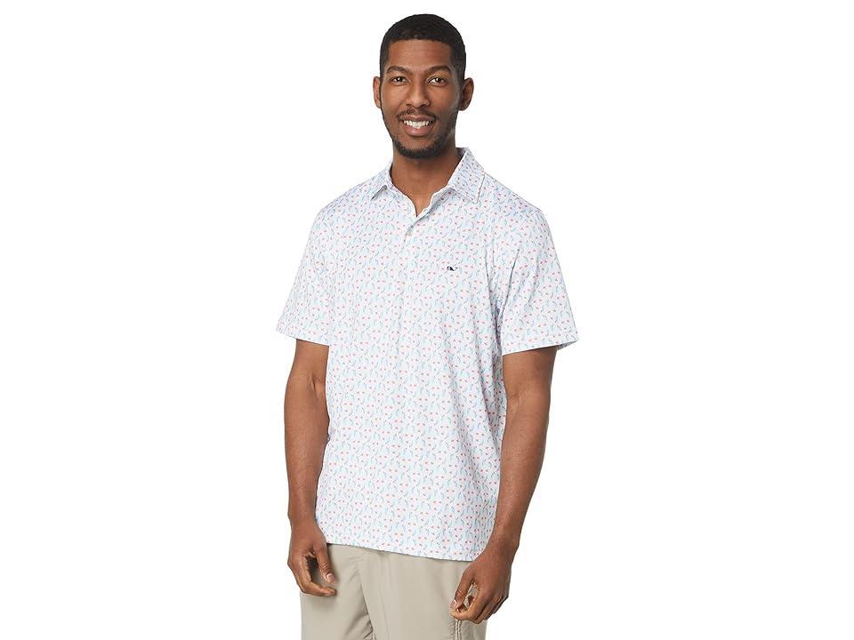 Vineyard Vines Printed Sankaty Polo (Bahama/White Cap) Men's Clothing Product Image