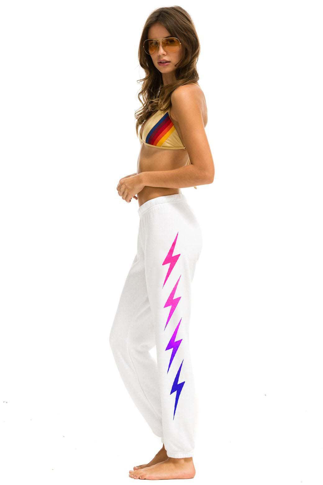 BOLT FADE 4 LIGHT WEIGHT SWEATPANTS - WHITE // PINK PURPLE Female Product Image