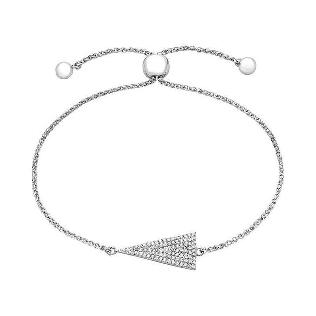 Sterling Silver 1/3 Carat T.W. Diamond Triangle Bolo Bracelet, Womens White Product Image