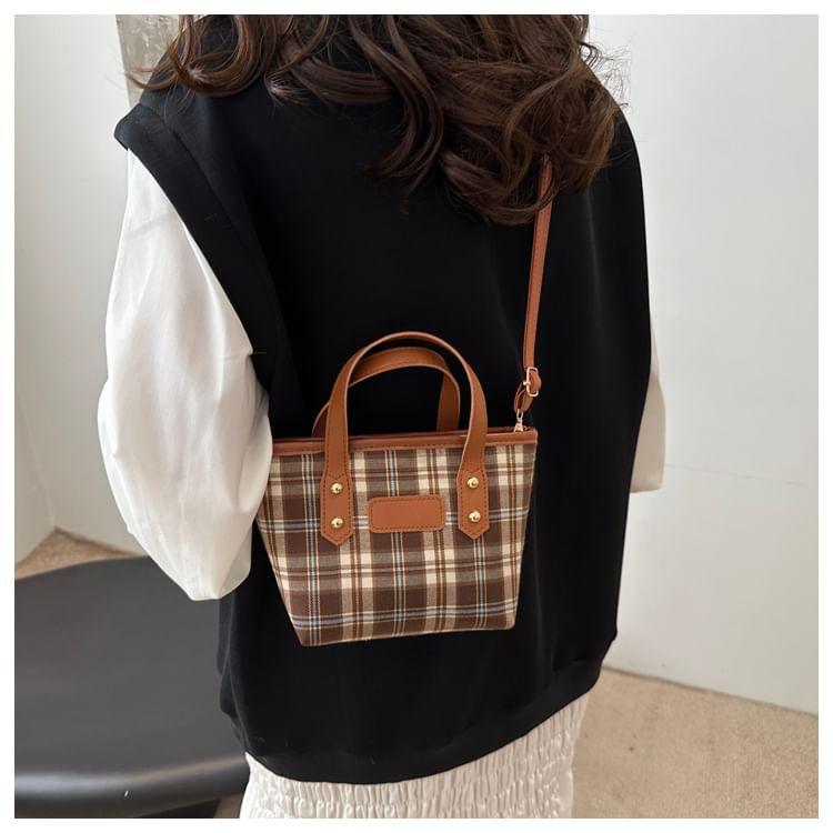 Plaid Top Handle Crossbody Bag Product Image