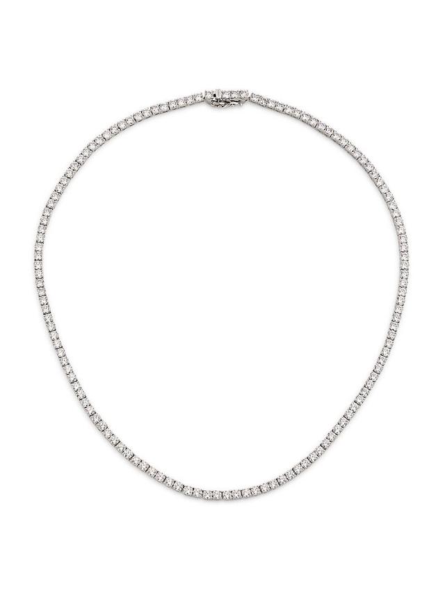 Womens Perfect Rhodium-Plated & Cubic Zirconia Tennis Necklace Product Image