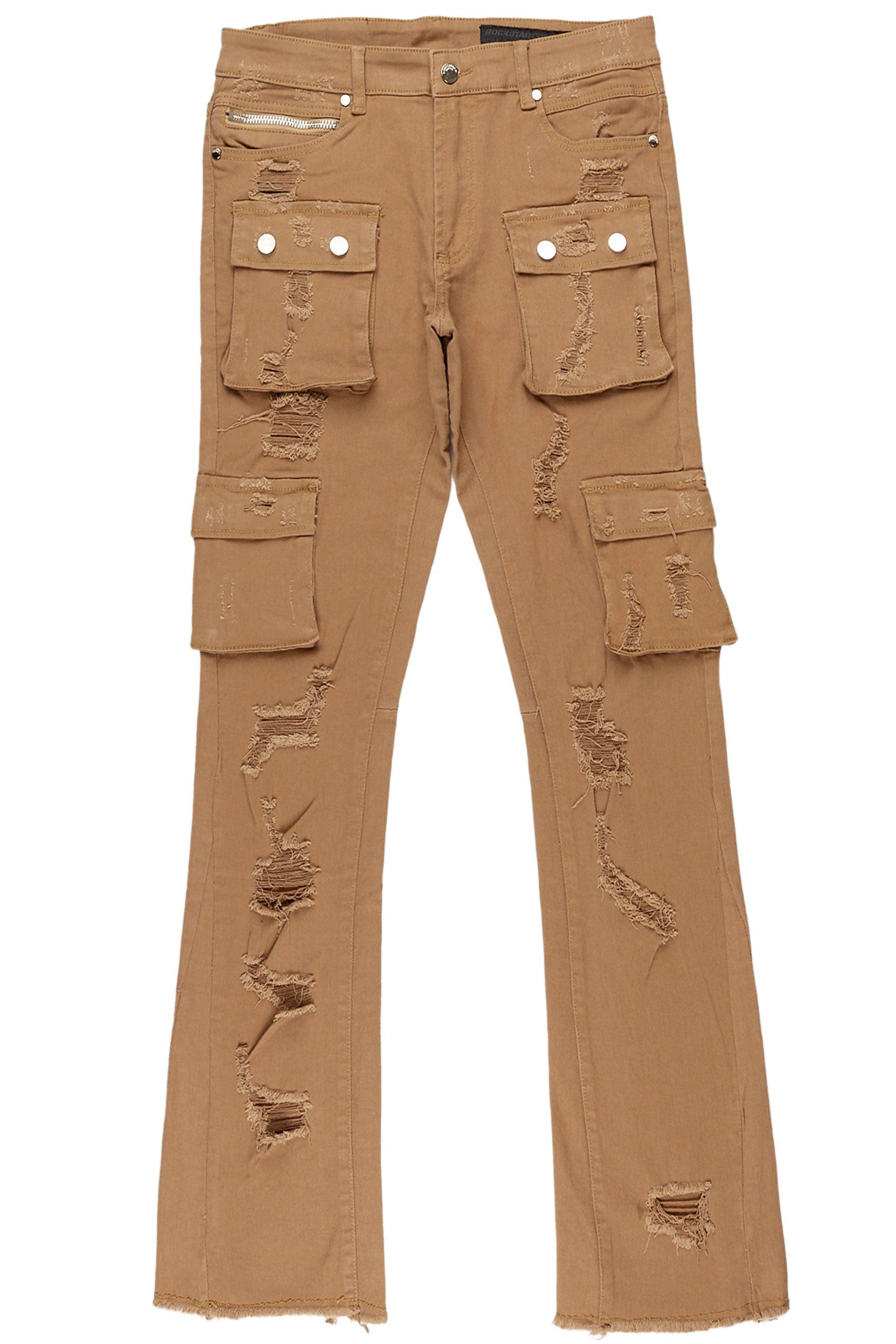 Zaid Tan Stacked Flare Jean Male Product Image