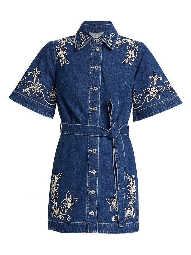 Womens Carmen Embroidered Denim Minidress Product Image