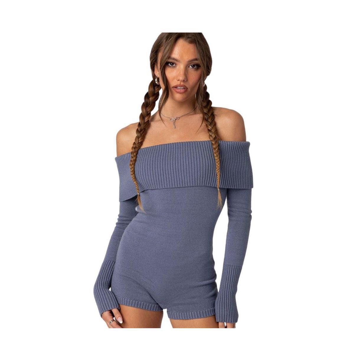 Womens Pandorah Off Shoulder Knitted Romper Product Image